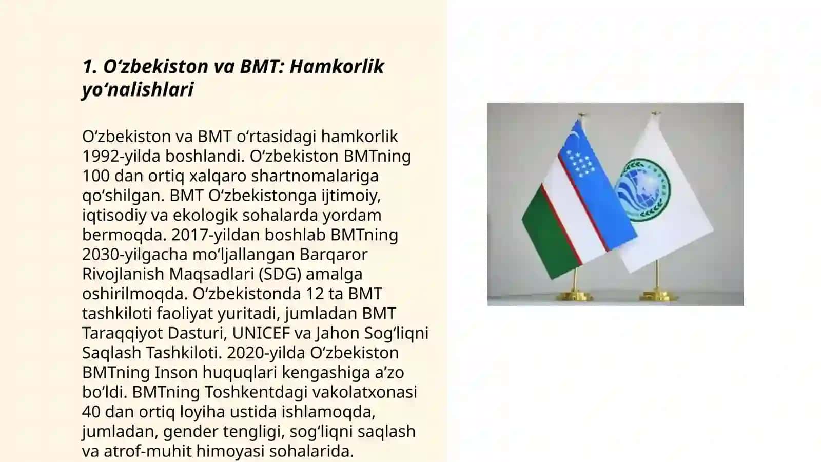 Oʻzbekiston va BMT: Hamkorlik yoʻnalishlari 3