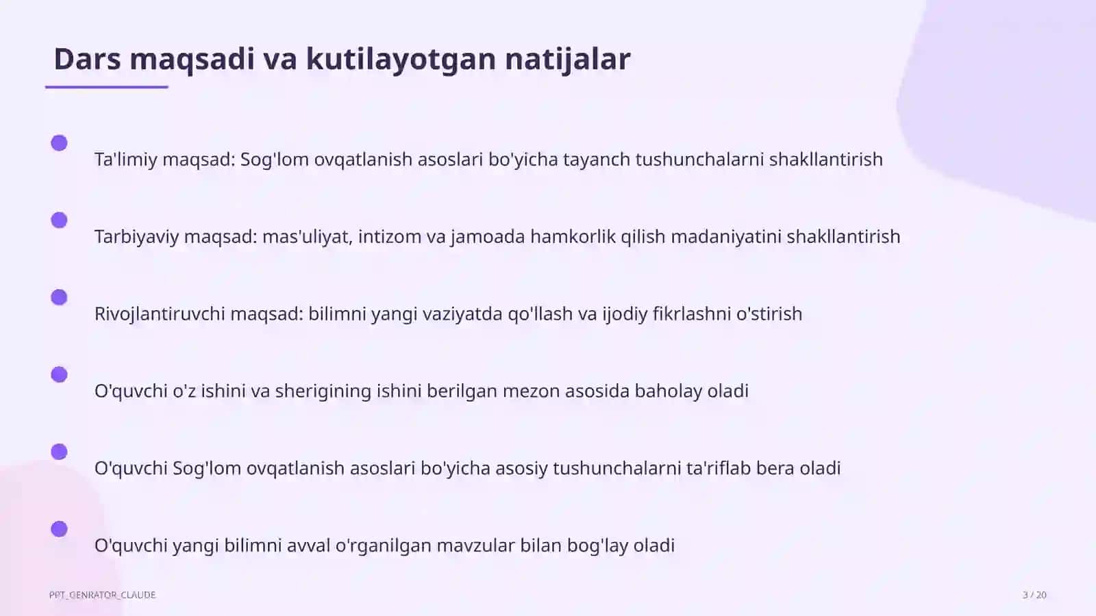 Sog'lom ovqatlanish asoslari (3-sinf) 3