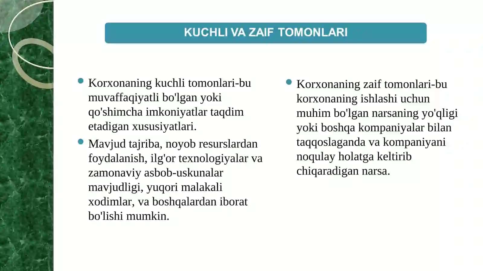SWOT tahlil usuli 3