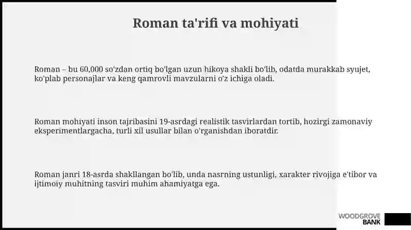 Roman va uning tasnifi 3
