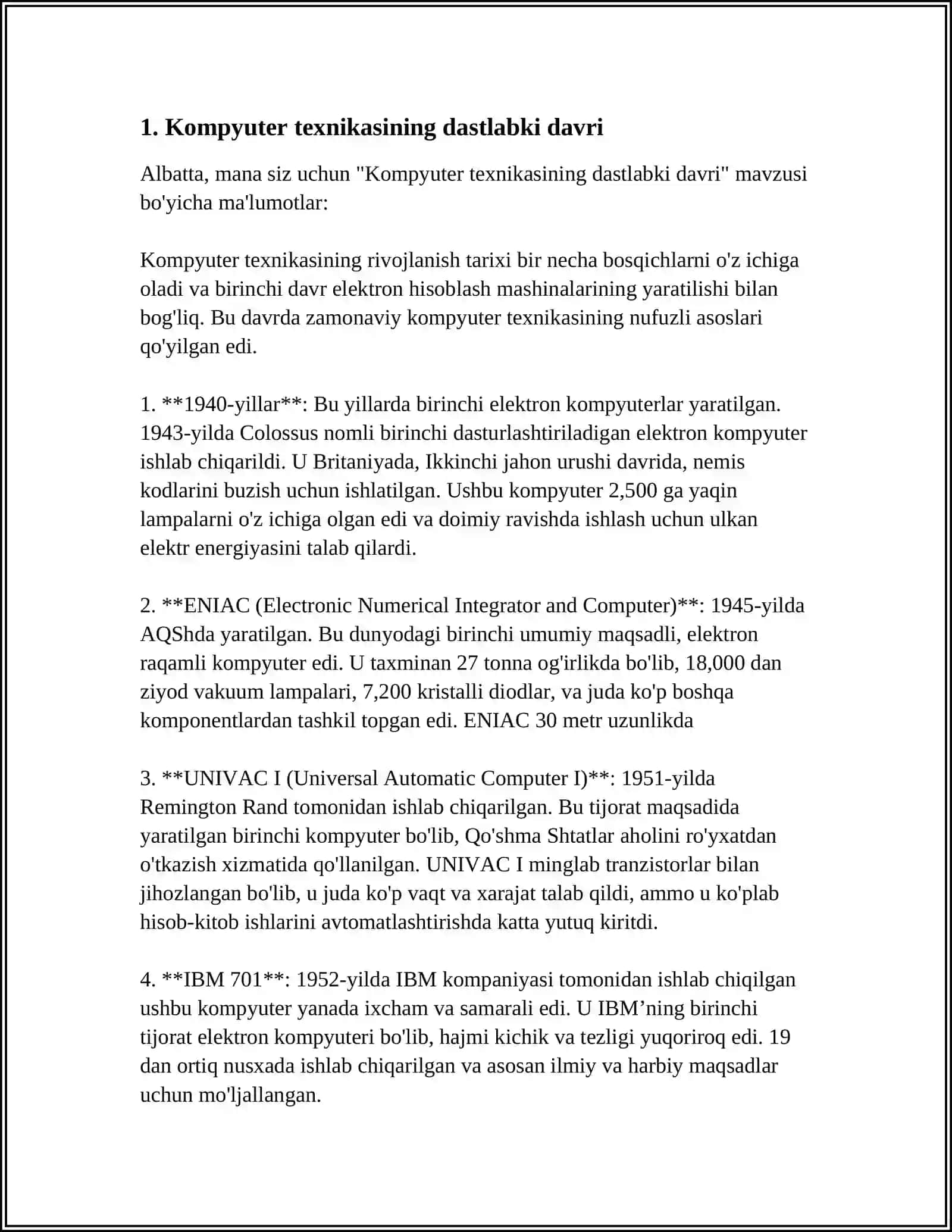 Kompyuter texnikasining rivojlanish tarixi 3