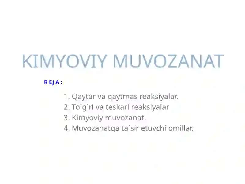 KIMYOVIY MUVOZANAT 3
