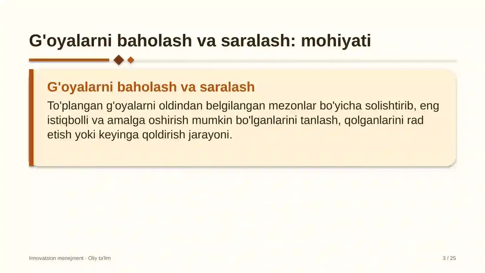Folklor jamoalarida g'oyalarni baholash va saralash 3