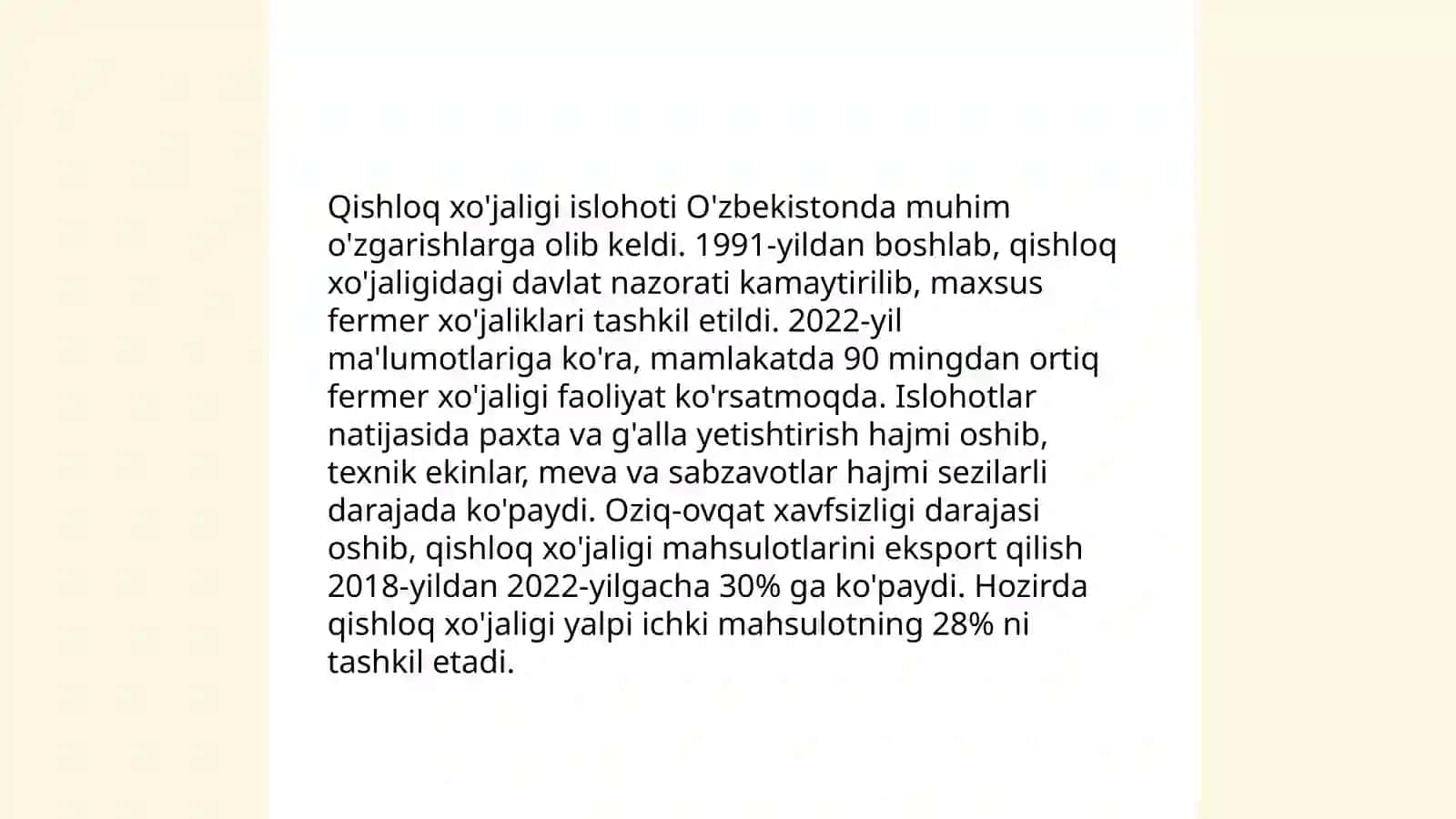 Qishloq xo'jaligi islohoti 3