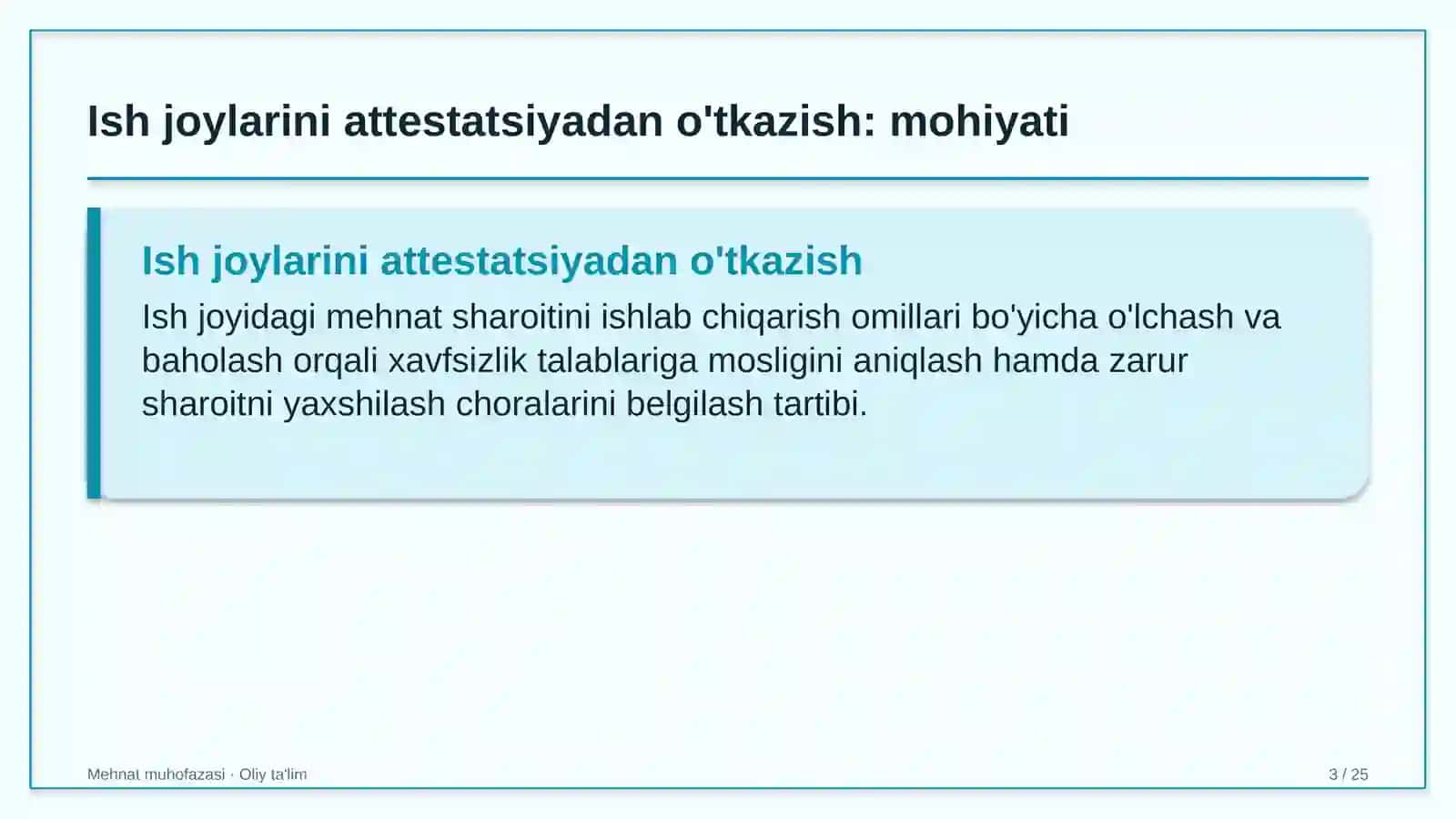 Ekskursiya byurolarida ish joylarini attestatsiyadan o'tkazish 3