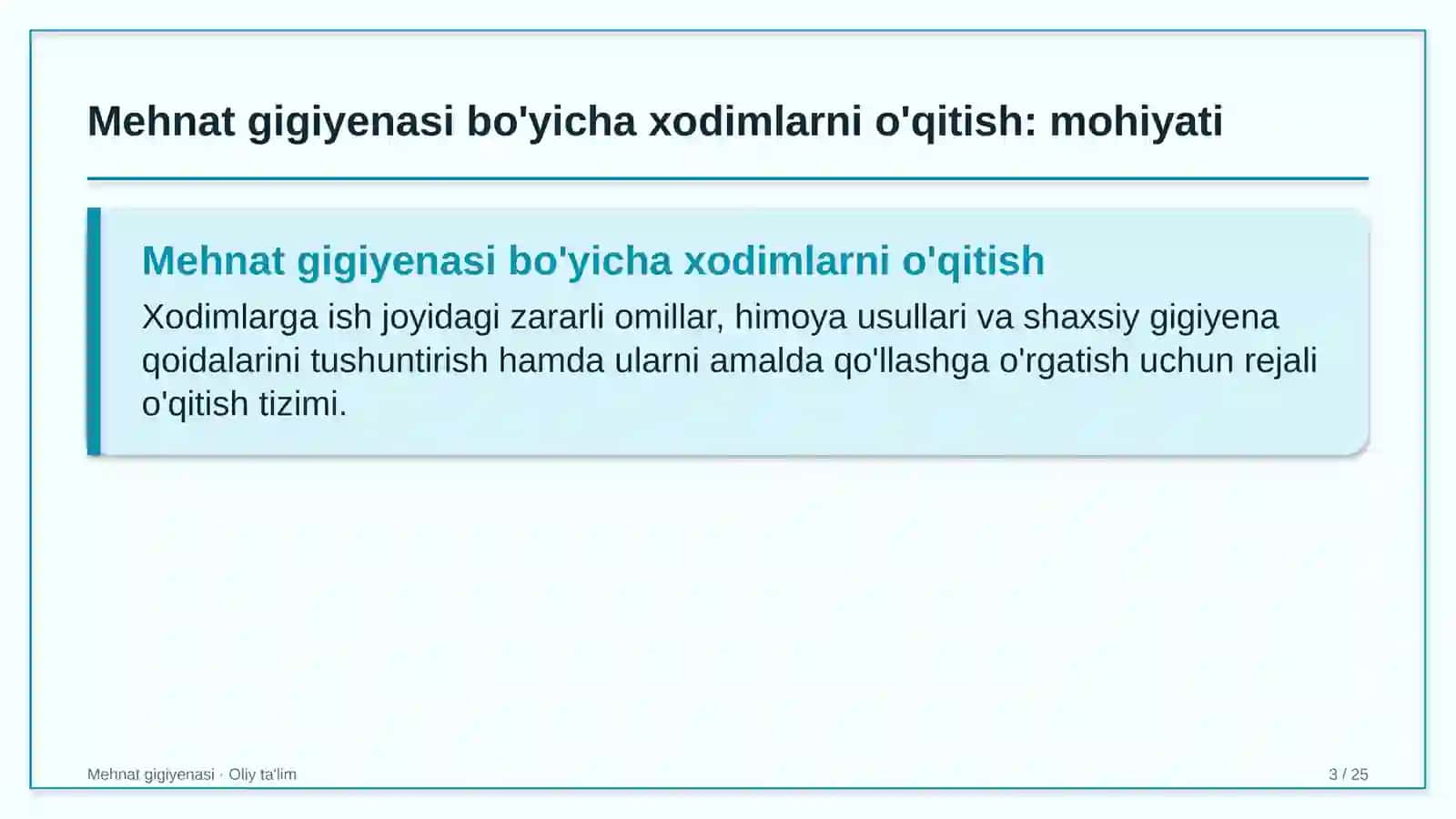 qandolatchilik fabrikalarida mehnat gigiyenasi bo'yicha xodimlarni o'qitish 6702 3