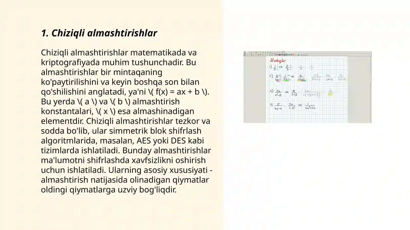 Chiziqli almashtirishlar 3