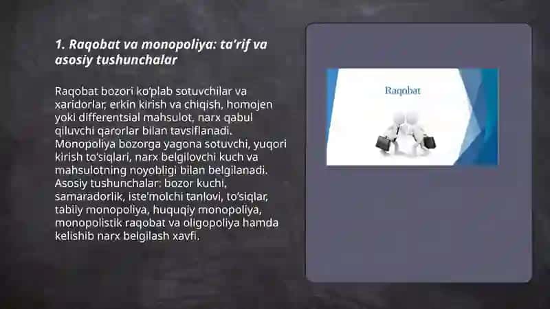 Raqobat va Manapoliya 3