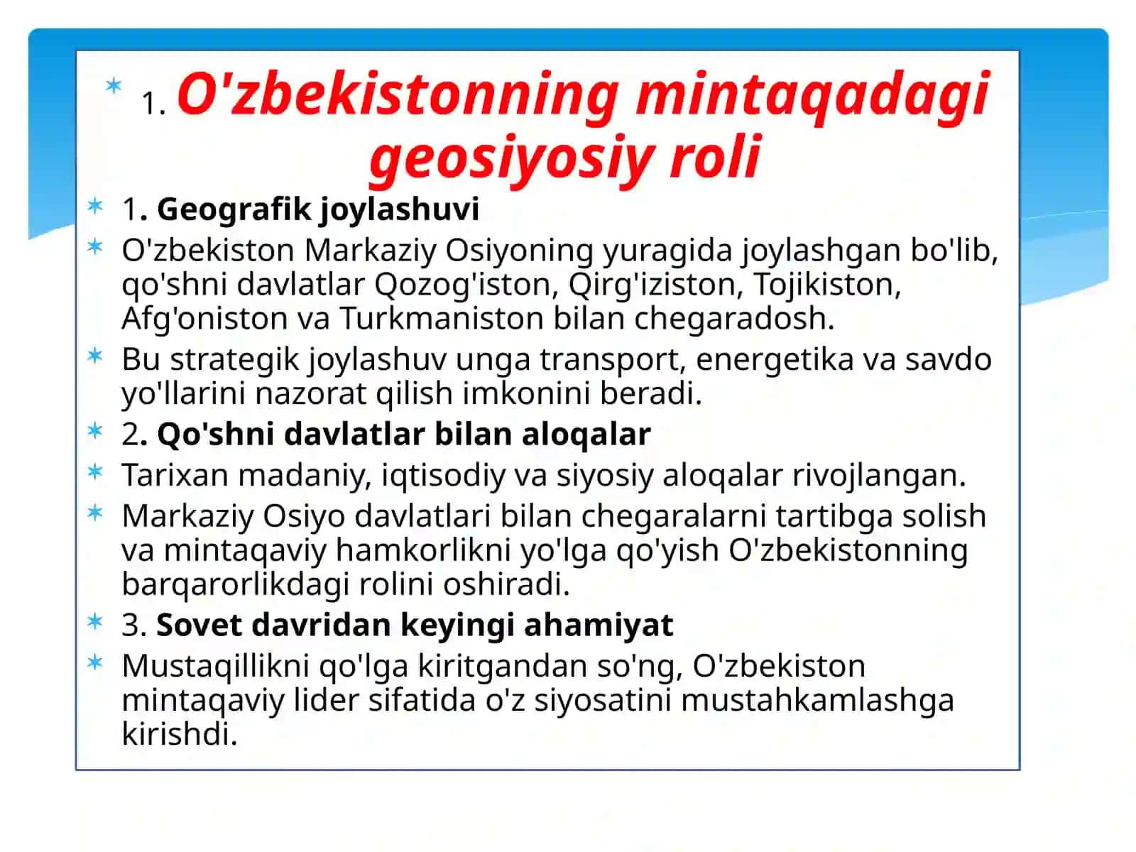 O‘zbekistonning ENG YANGI TARIXI FANIDAN 3