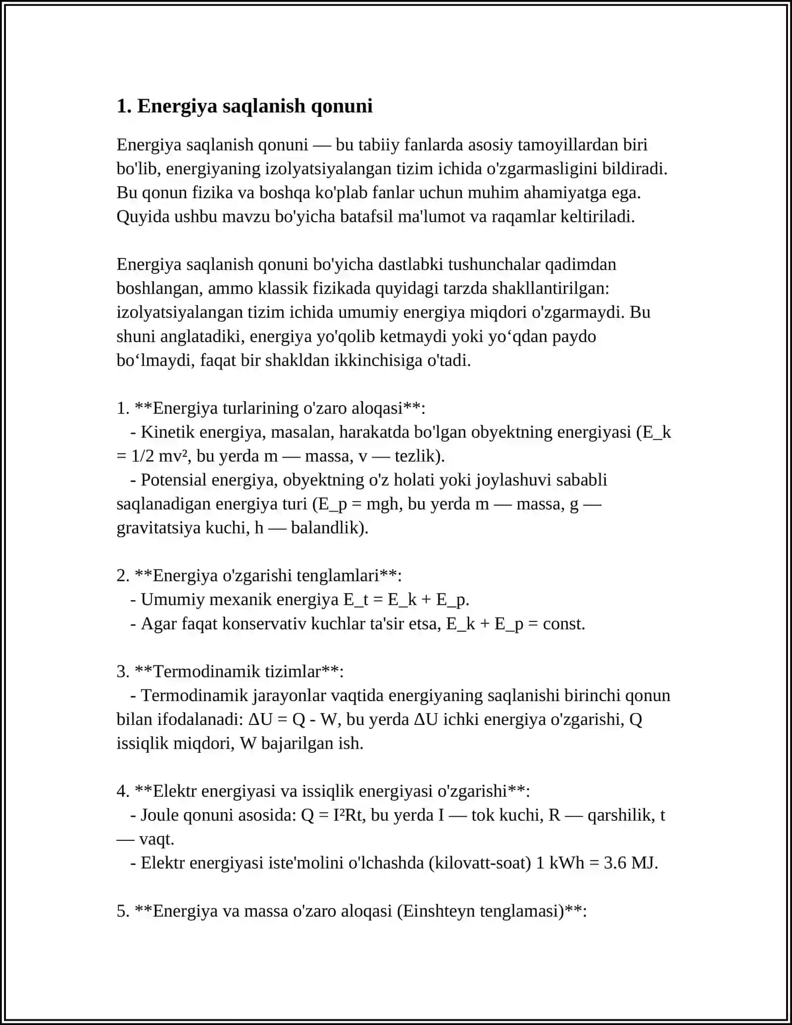 Energiya saqlanish qonuni 3