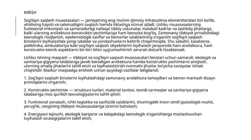 Tibbiyot va sog'liqni saqlash muassasalari binolari uchun arxitektura va konstruktiv yechimlari 3