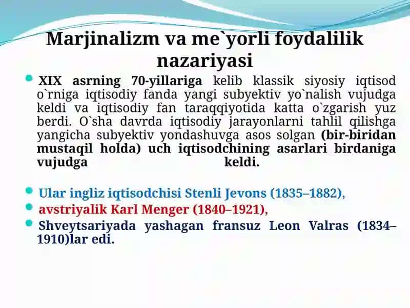 MARJINALIZMIQTISODIY TA`LIMOTI 3