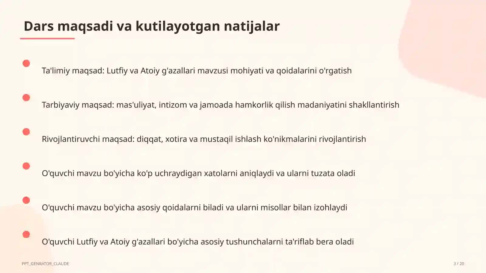Lutfiy va Atoiy g'azallari (10-sinf) 3