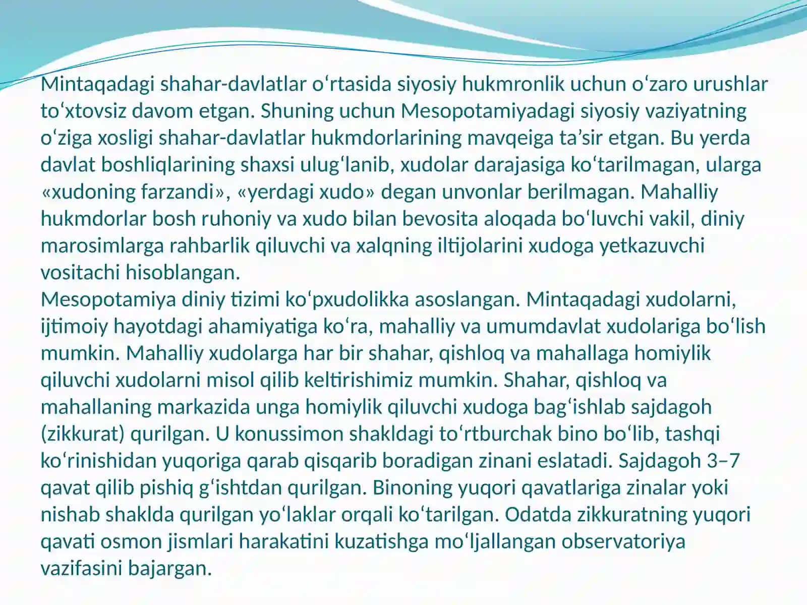 Qadimgi Mesopotamiya mil.av. IV – II ming yillikda. (Tarix) 3