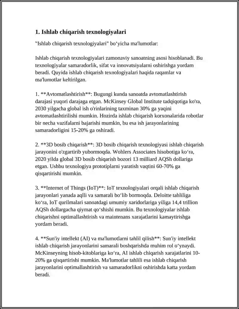 Ishlab chiqarish texnologiyalari 3
