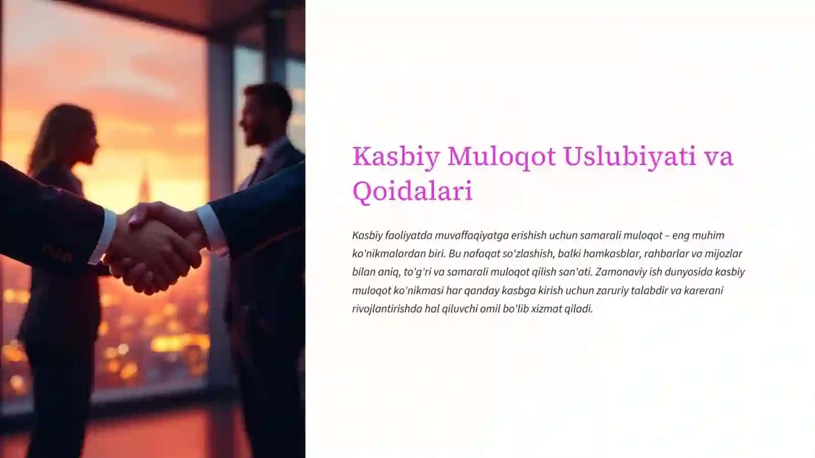 Kasbiy Muloqot va Taqdidlar 3