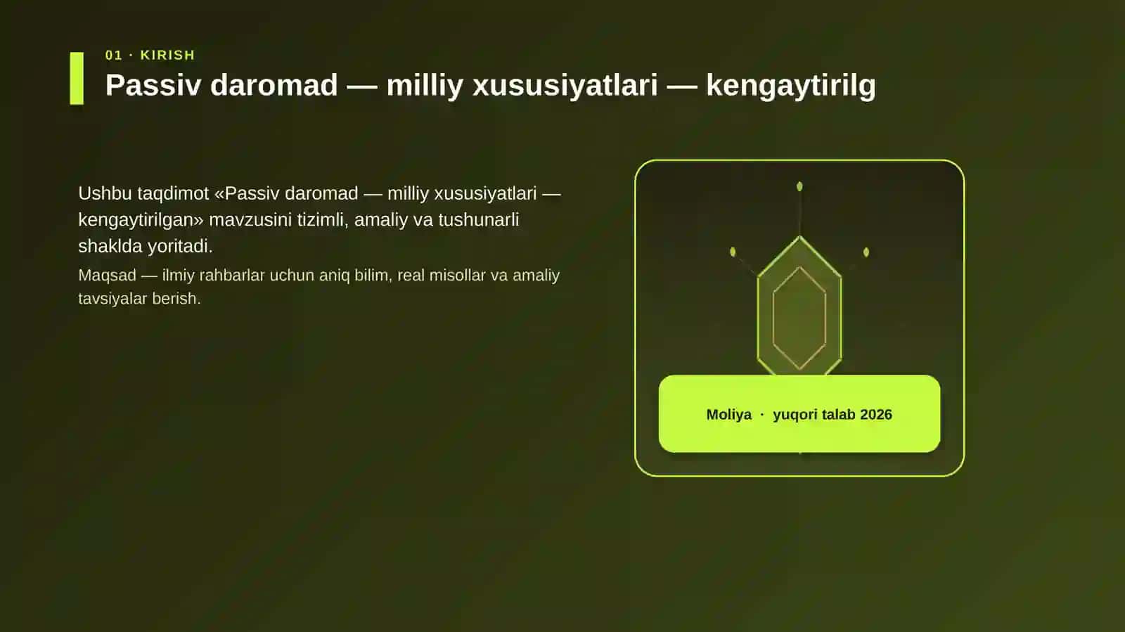 Passiv daromad — milliy xususiyatlari — kengaytirilgan 3