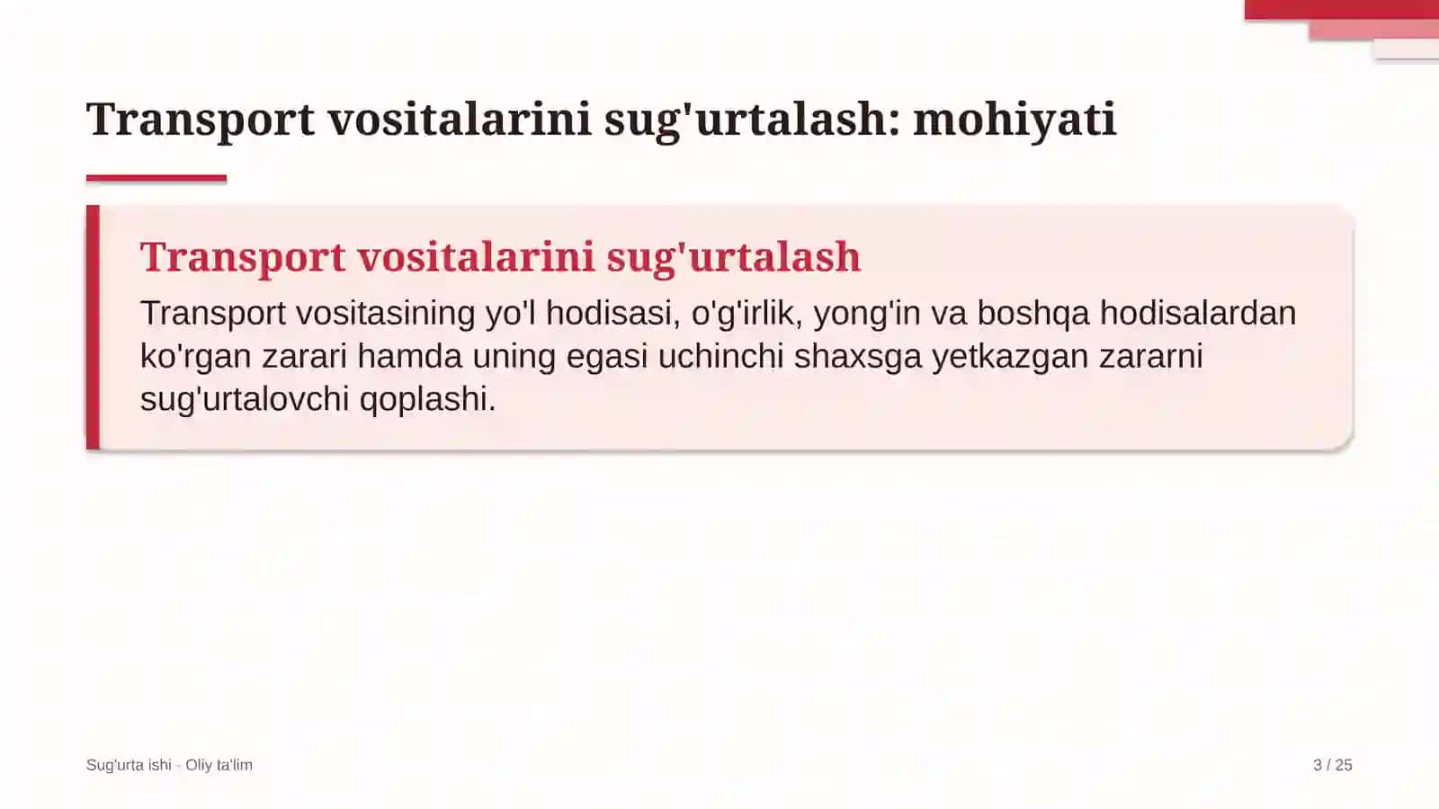 qurilishda transport vositalarini sug'urtalash 5284 3