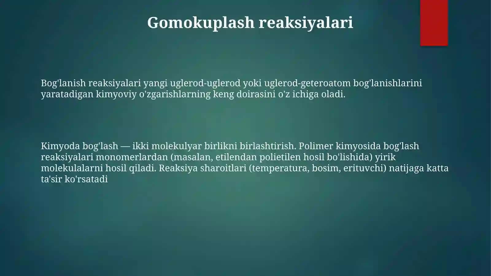 Bog'lanish reaksiyalari 3