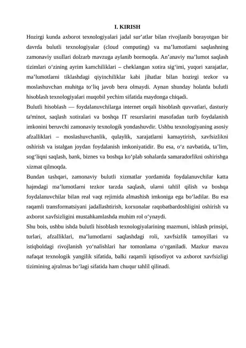 BULUTLI HISOBLASH VA MALUMOTLARNI SAQLASH 3