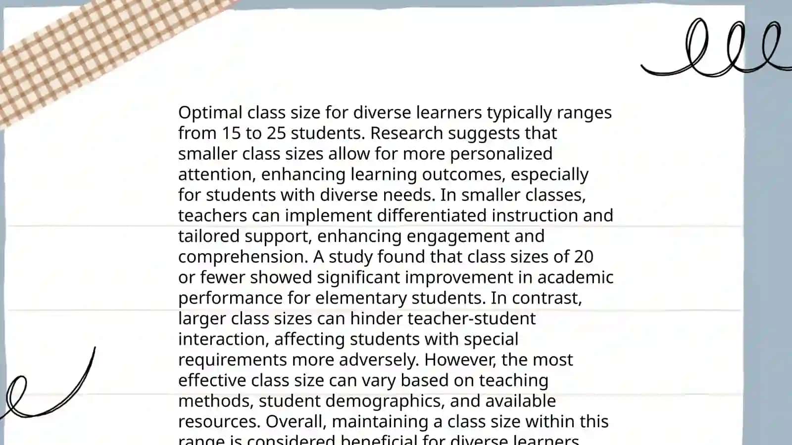 Optimal Class Size for Diverse Learners 3