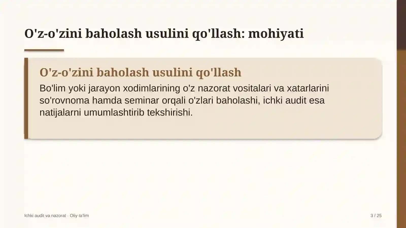 Texnik ko'rik markazlarida o'z-o'zini baholash usulini qo'llash 3