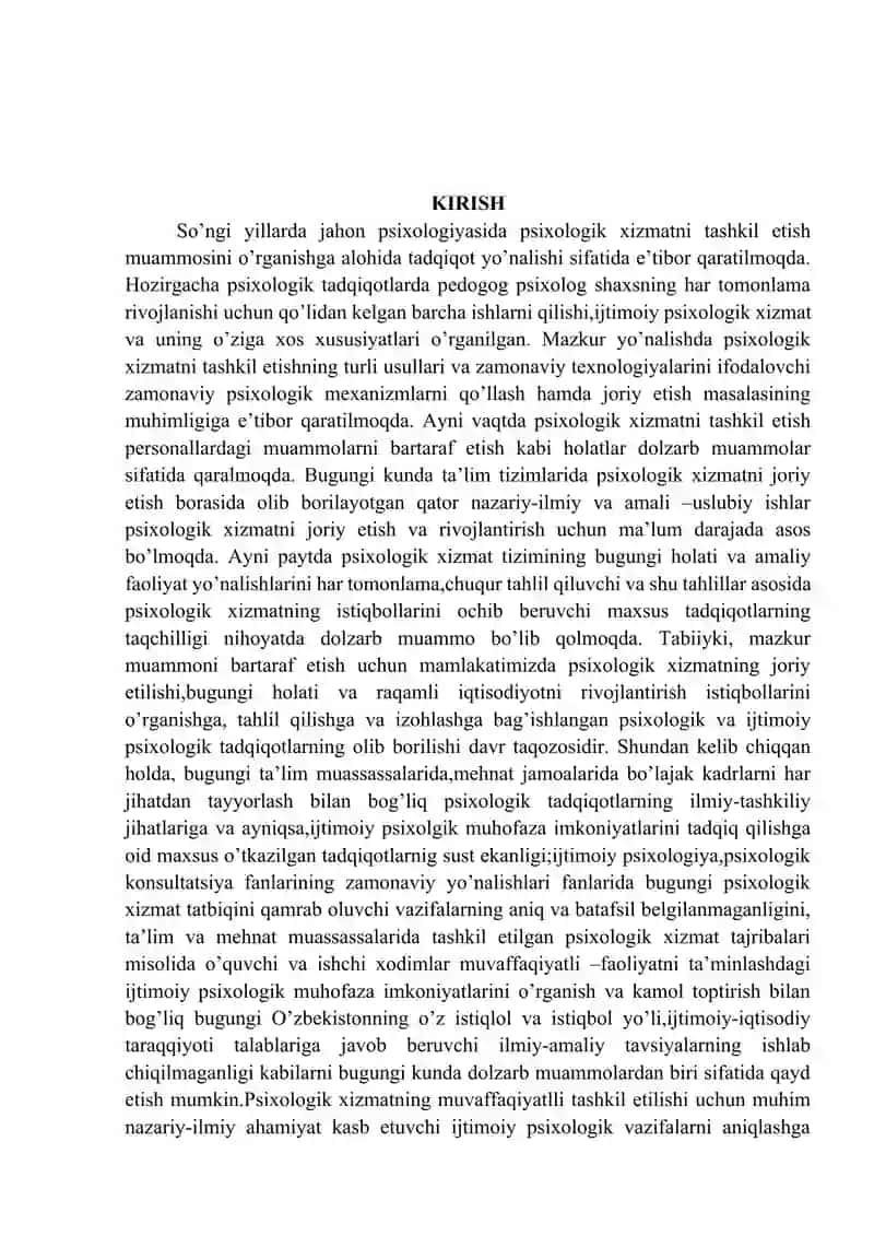 Psixologik xizmat va uning turlari. 3