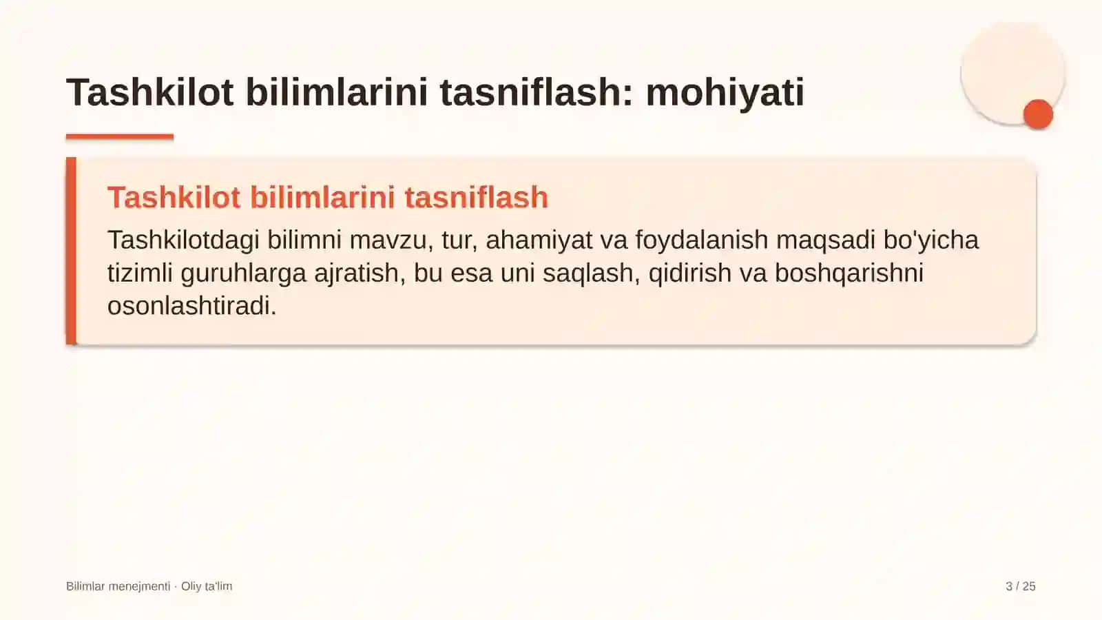 Madaniy meros obyektlarida tashkilot bilimlarini tasniflash 3