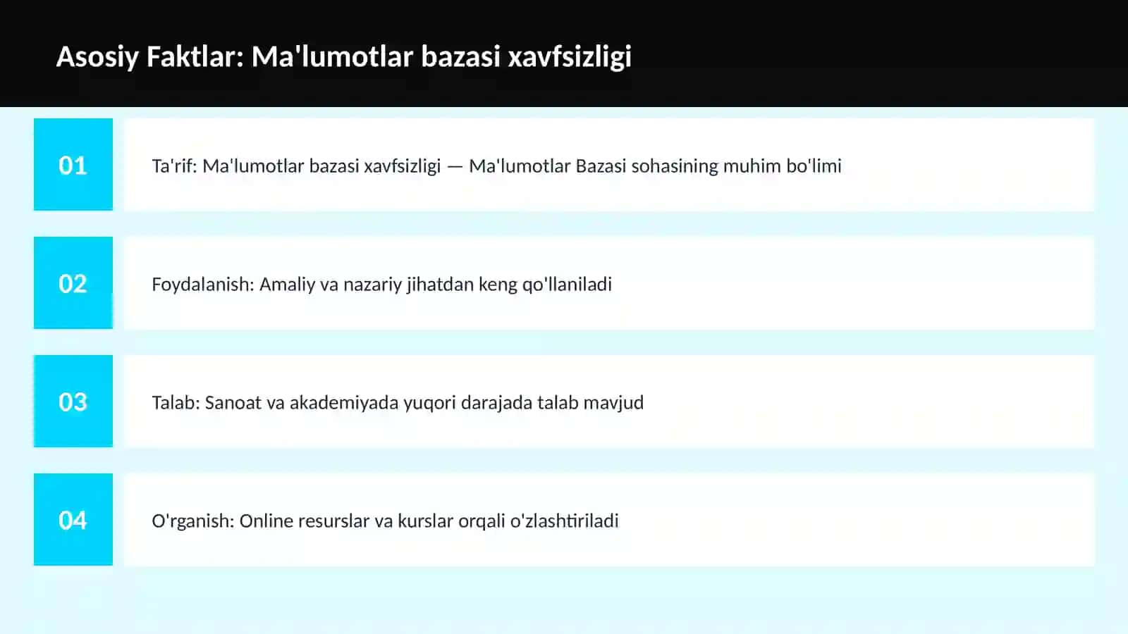Ma'lumotlar bazasi xavfsizligi 3