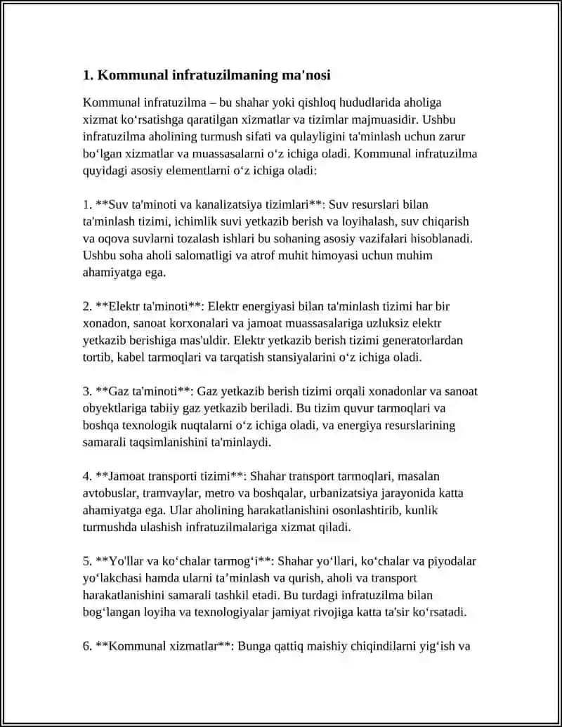 Kommunal Infratuzilma Tushunchasi va Ahamiyati 3