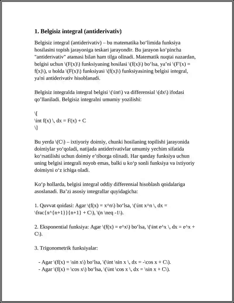 INTEGRALLAR. INTEGRALLAR TURLARI 3