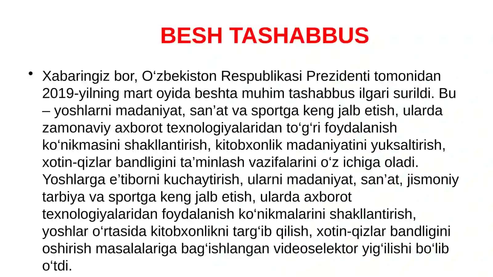 Besh tashabbus 3
