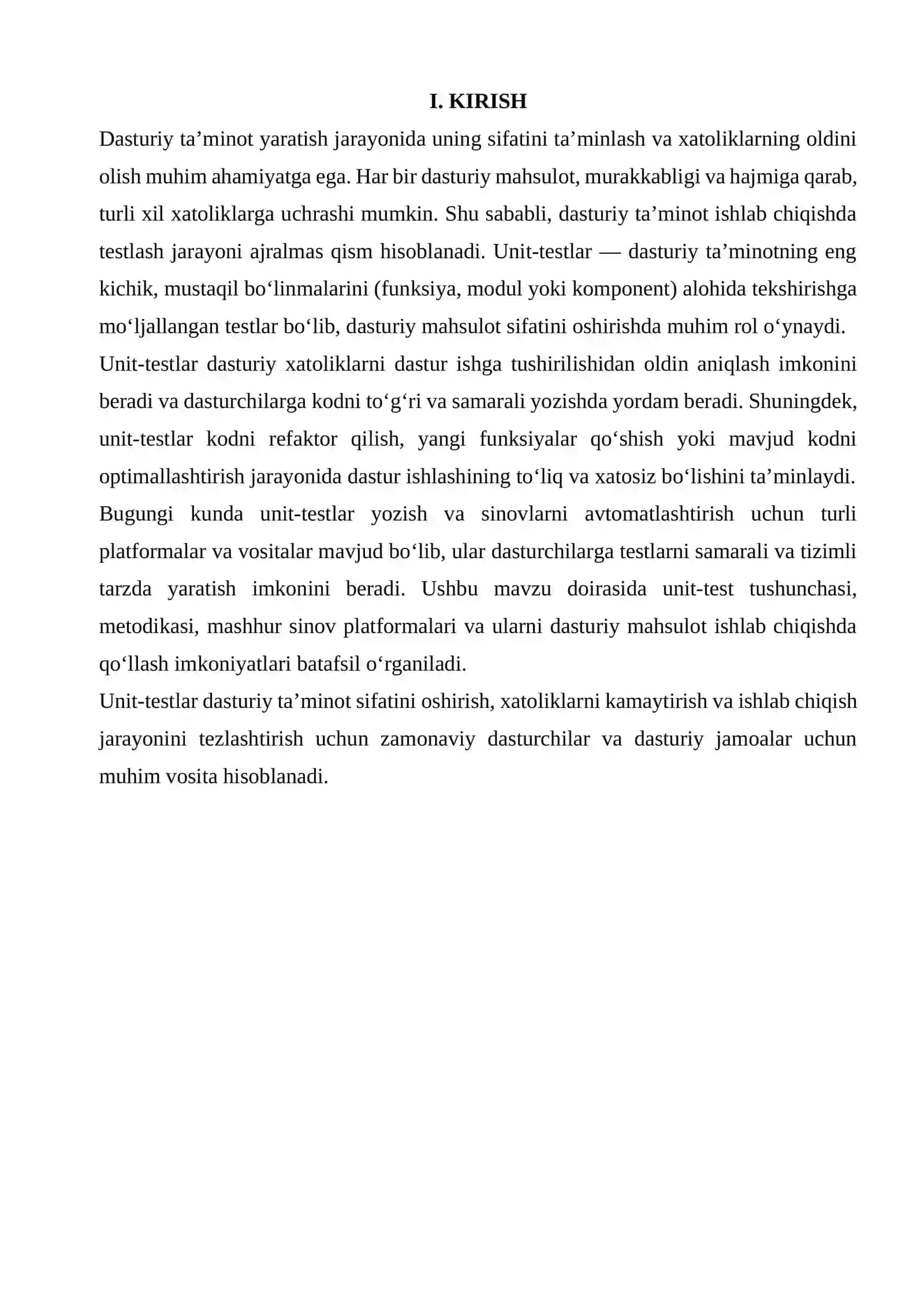 UNIT-TEST YOZISH VA SINOV PLATFORMALARI 3