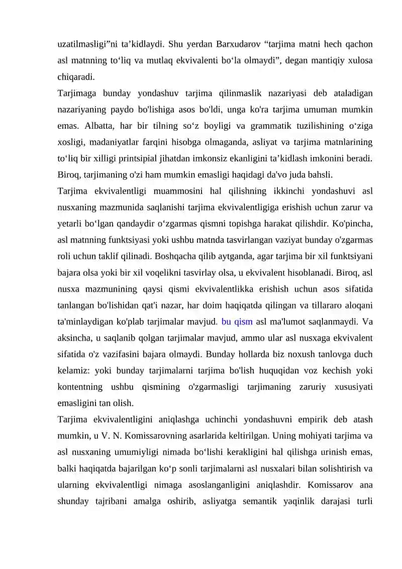 TARJIMASHUNOSLIKDA EKVIVALENTLIK. EKVIVALENTLIKNING TURLARI 3