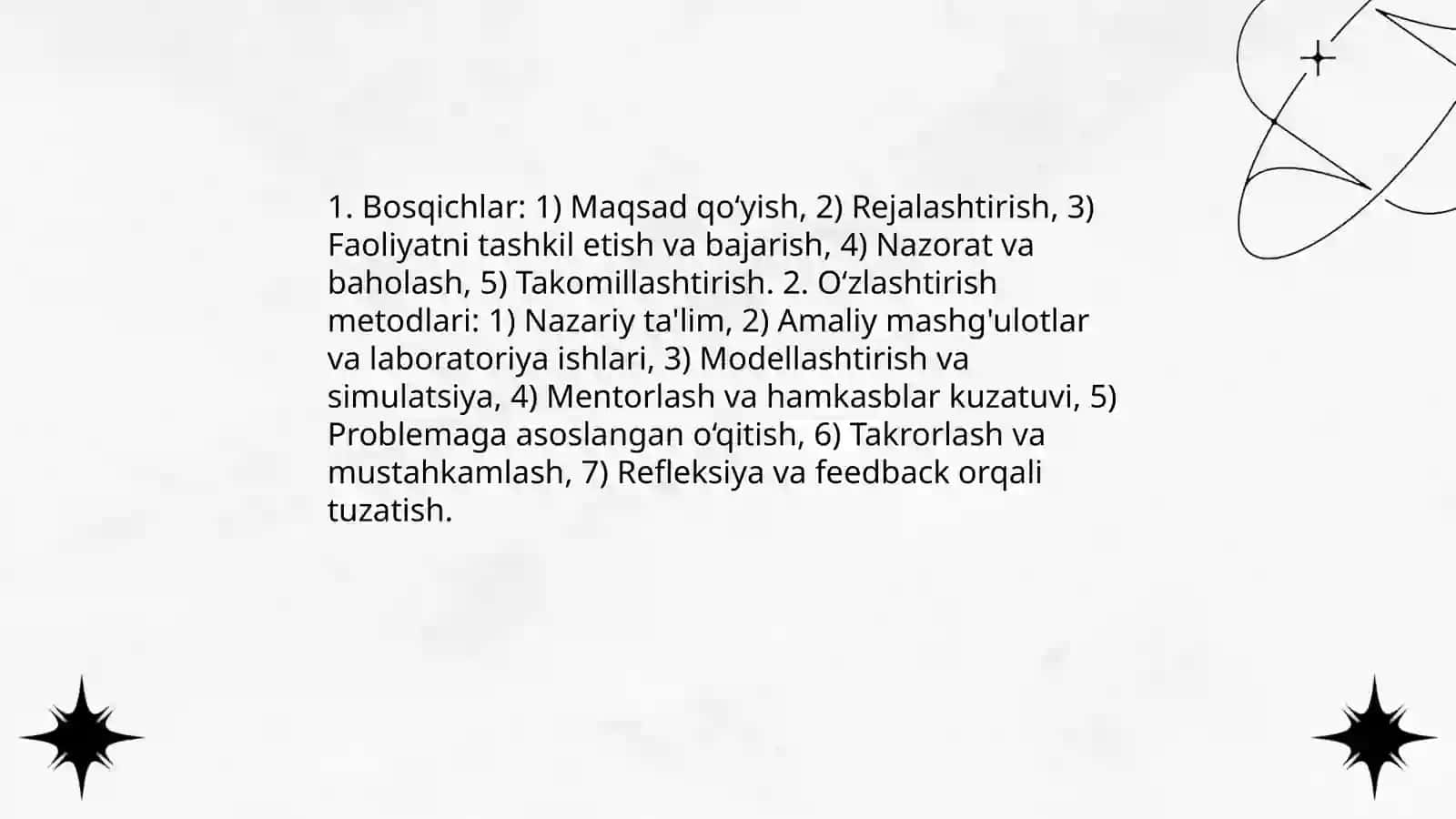 Faoliyatning oʻzlashtirilishi va malakalarni egallash 3