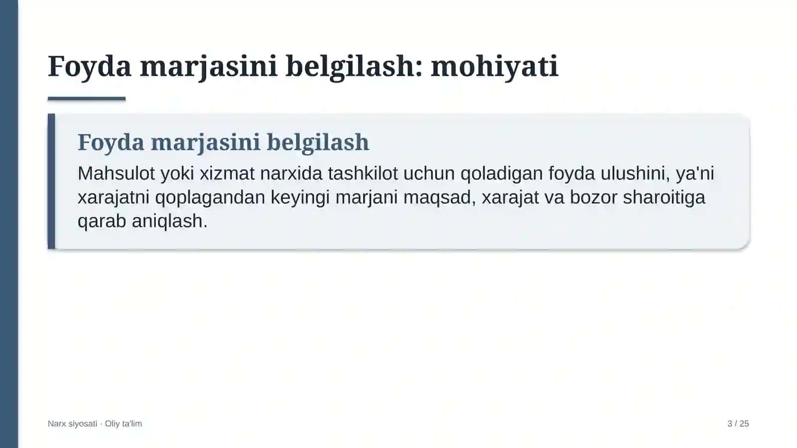 Ijara xizmatlarida foyda marjasini belgilash 3