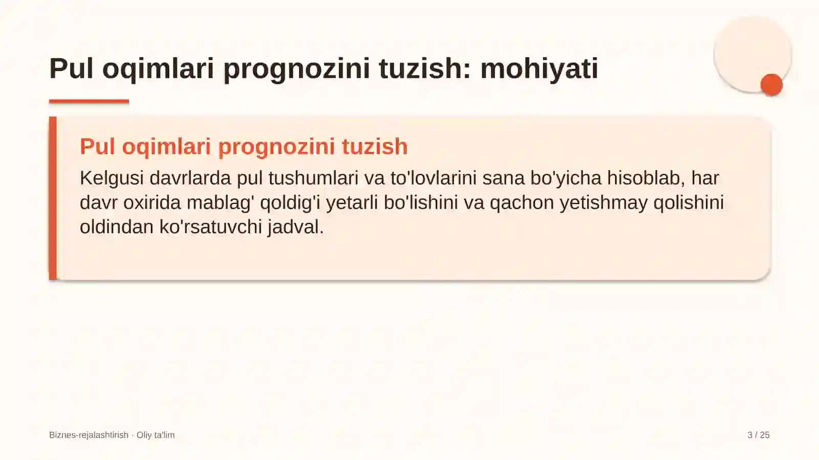 Pul oqimlari prognozini tuzish: mohiyati 3