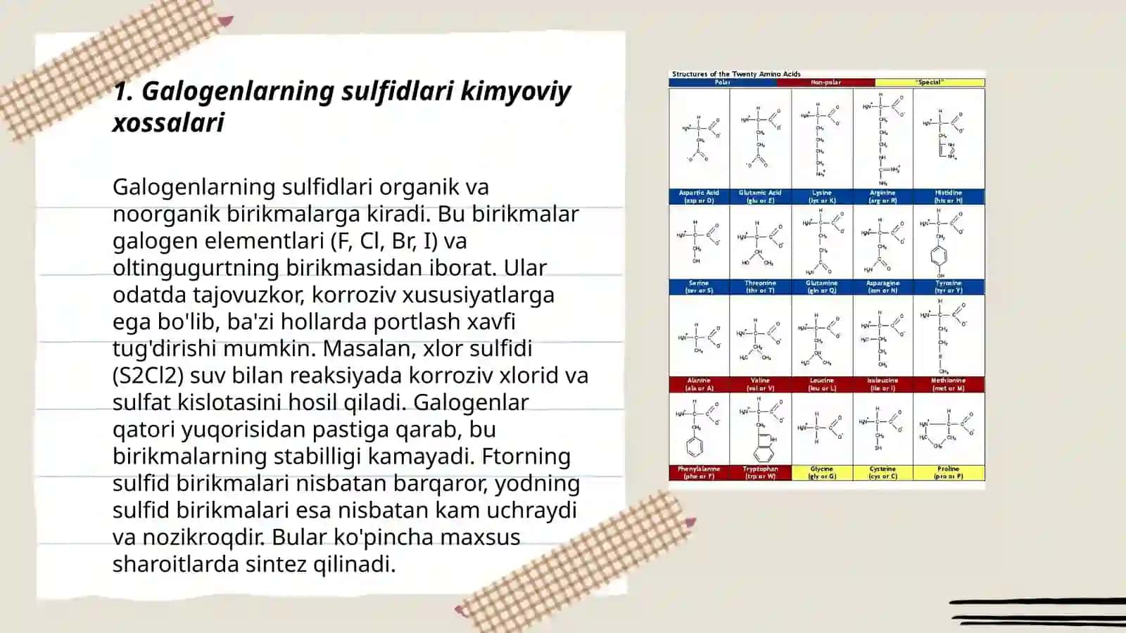 Galogenlarning sulfidlari va Galogenlarning okokislotalari 3