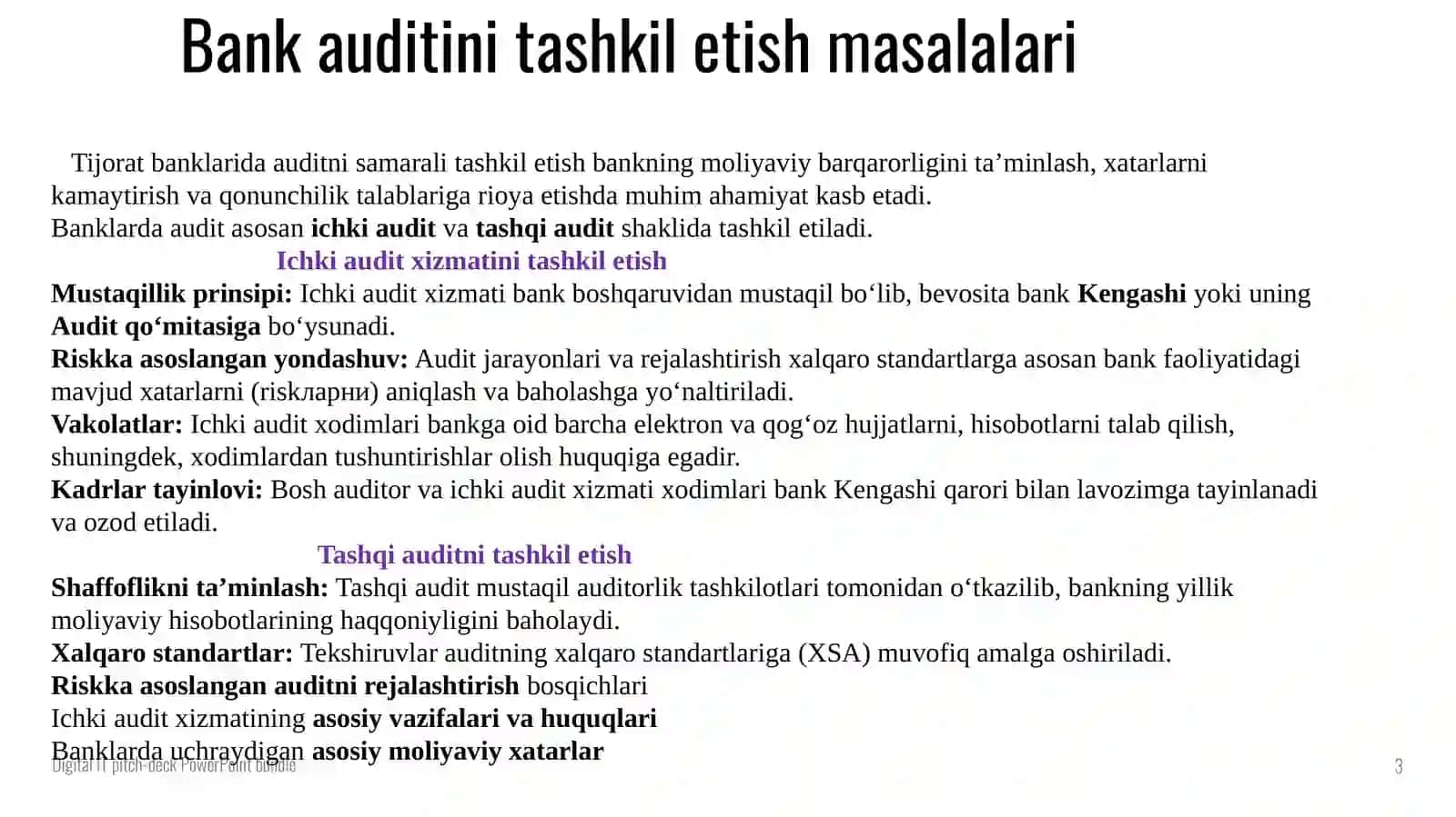 Bank auditini tashkil etish masalalari 3