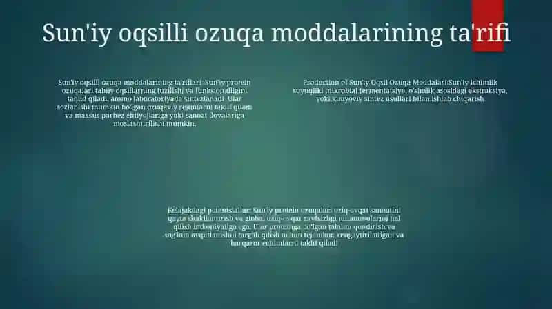 Sun'iy Oqsil Ozuqa Moddalari 3