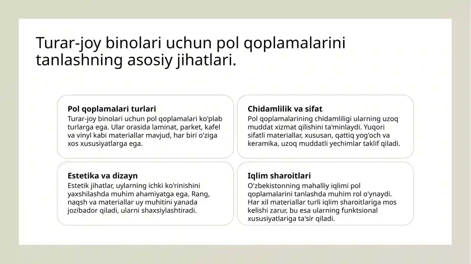 Turar-joy binolarini poʻlqoplamalarini tanlash 3