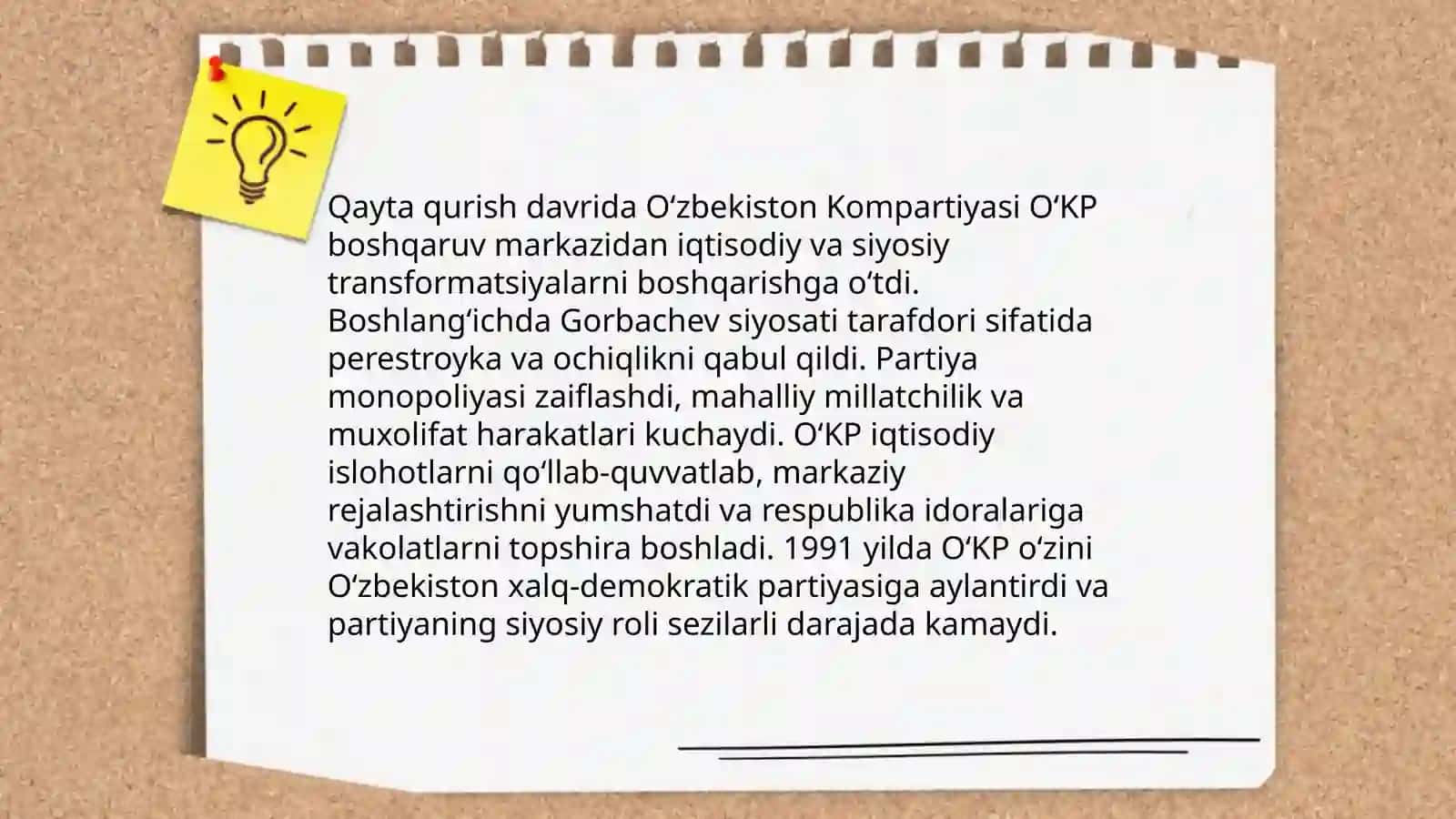 Qayta qurish yillarida O’zbekistondagi ijtimoiy-siyosiy vaziyat 3