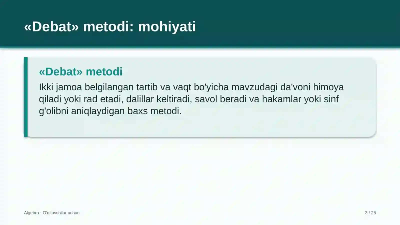 algebra darslarida debat metodidan foydalanish 7714 3