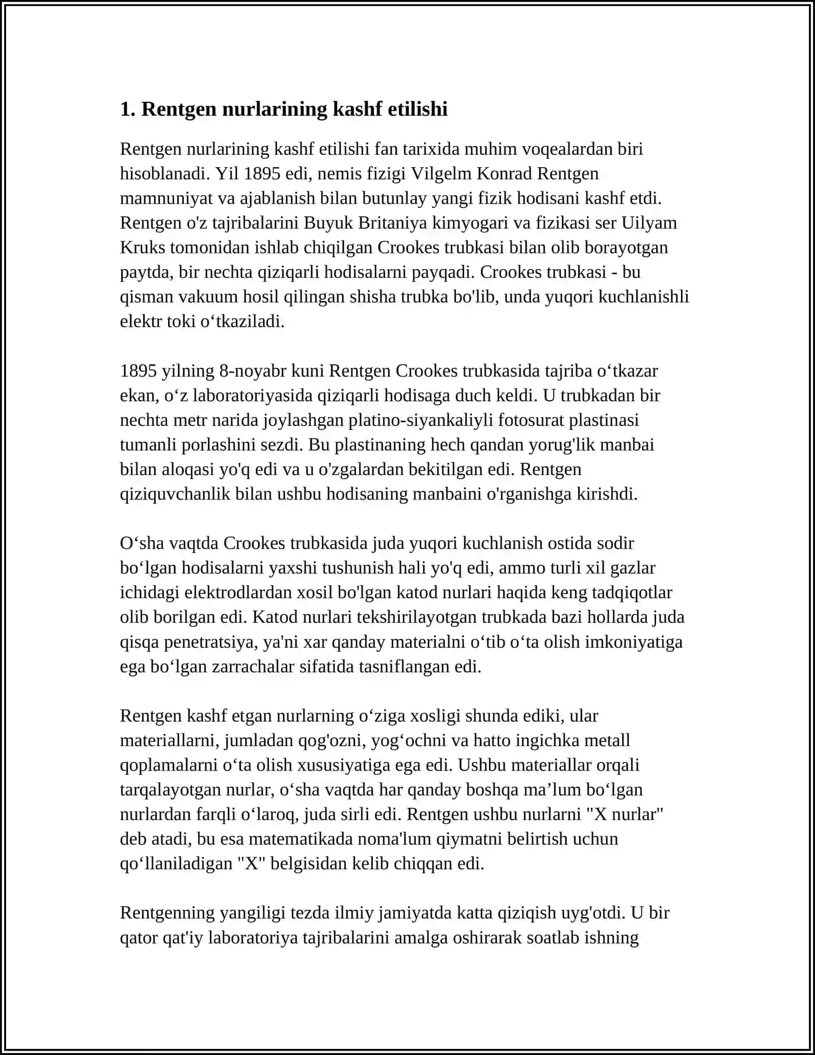 RENTGEN NURLARINI ORGANISH TARIXI, SUYAK VA BO'G'IMLAR RIVOJLANISHINI RENTGEN NURLARI YORDAMIDA ORGANISH 3
