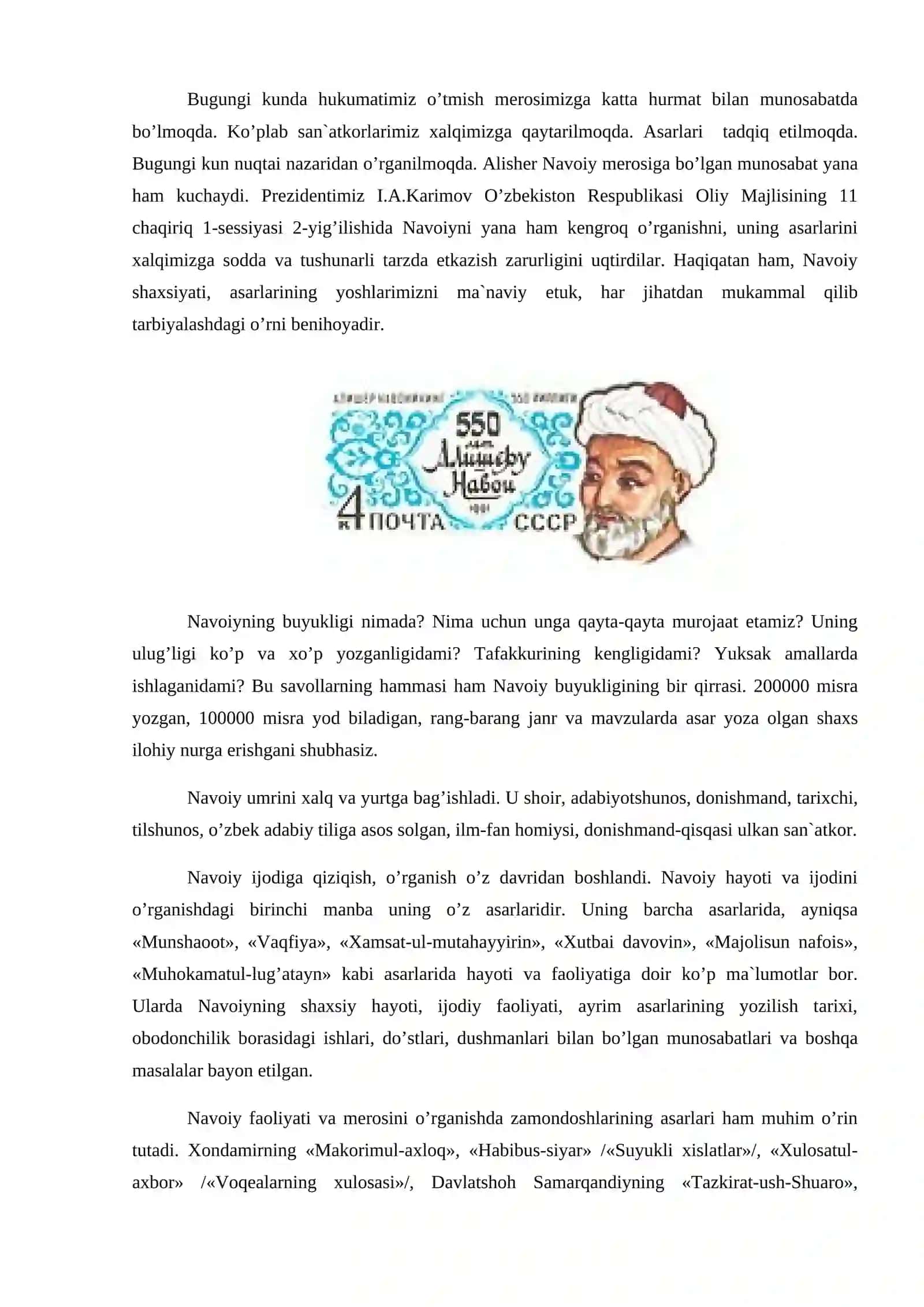 Аlishеr Nаvоiy ulig' Mutaаkir 3