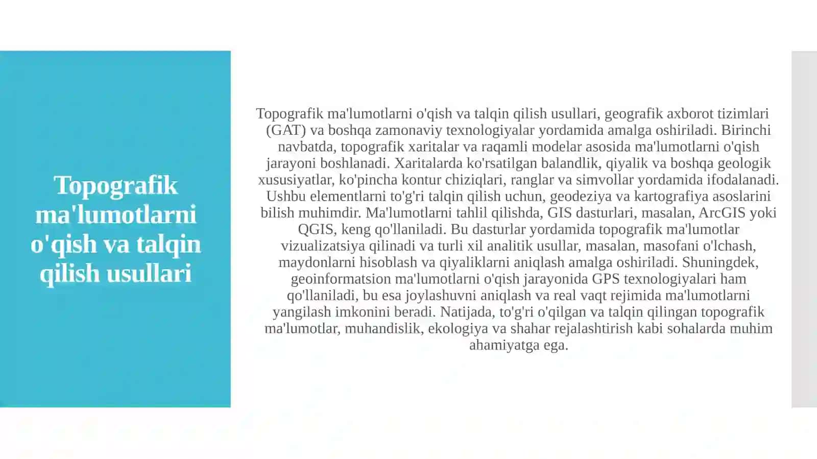 TOPOGRAFIK DESHIFIRLASH 3