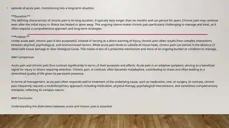 Compare types of pain and their description 3