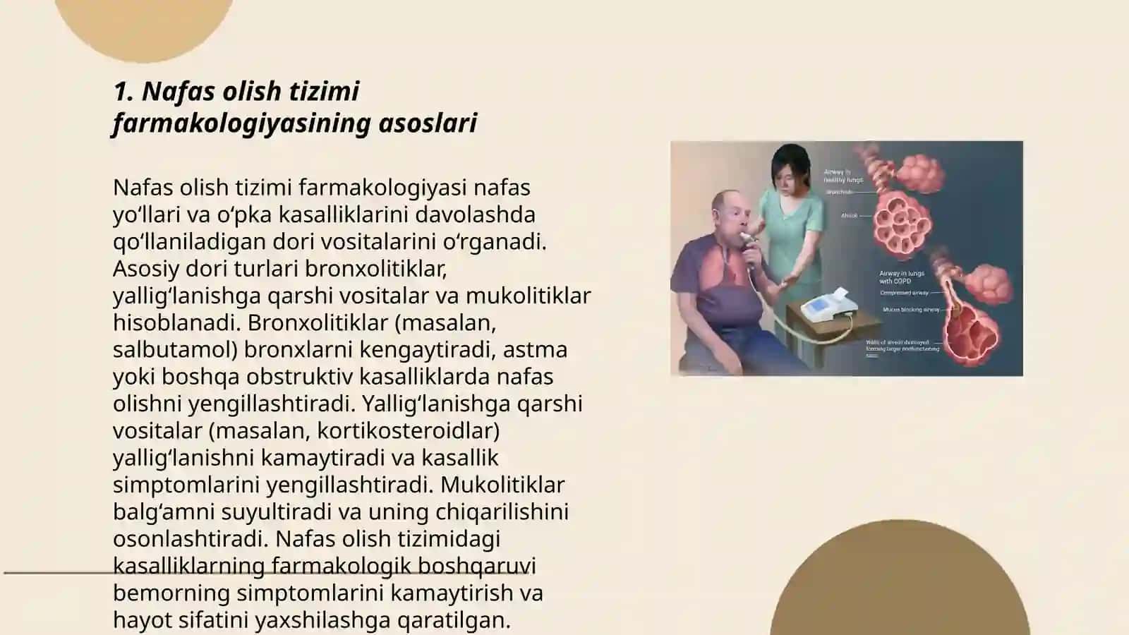 Nafas olish tizimi kasalliklarida qo‘llaniluvchi dori vositalarining klinik farmakologiyasi 3
