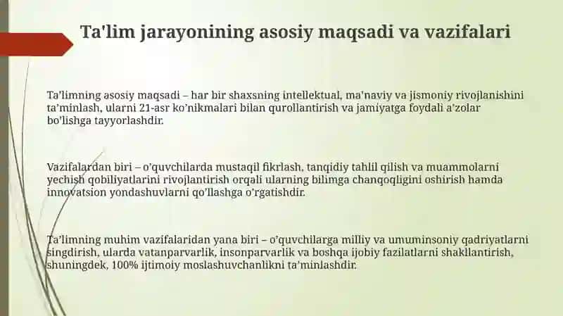 Taʼlim jarayonining asosiy elementlari 3