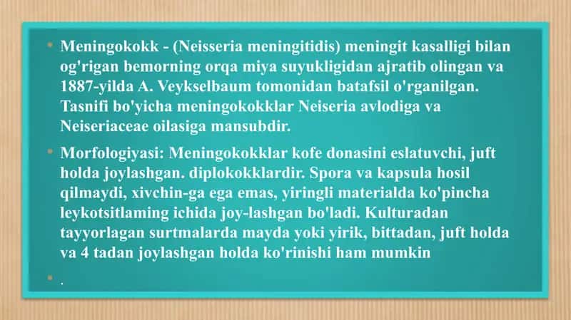 Yiringli yalig'lanish kasaliklarini keltirib chiqaruvchi mikroorganizmlar: meningokokklar, pnevmokokklar keltirib chigaradigan kasalliklarning laboratoriya tashxisi. 3